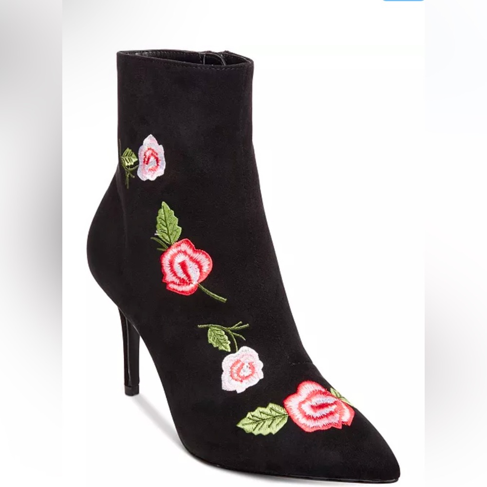 Betsey Johnson Estelle Embroidered Ankle Boots sz 7.5 pink floral heels date